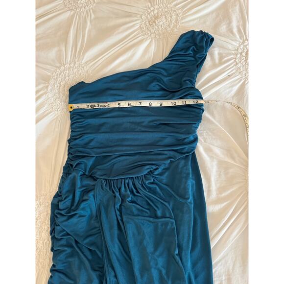 Akira Black Label One Shoulder Ruched Mini Grecian Cocktail Dress Sz S - Picture 10 of 12